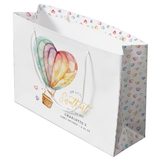 Baby shower amoureux Grand sac cadeau (Dos Angle)