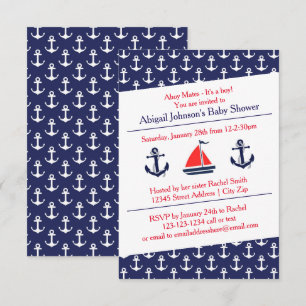 Baby shower Ancres Ahoy - Invitation 3x5