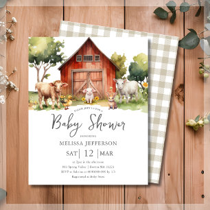 Baby shower animal agricole mignon Invitation budg