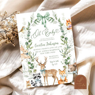 Baby shower animal de la forêt verte Invitation
