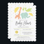 Baby shower animal, Invitation non sexiste<br><div class="desc">Cette invitation de baby shower neutre pour les femmes comprend du "Baby shower" écrit à la main et vos informations dans un style grille sur le devant, entouré de bébés animaux dans des couleurs douces et neutres pour les hommes. Le dos a des pois de couleur coordonnés. Utilisez le formulaire...</div>