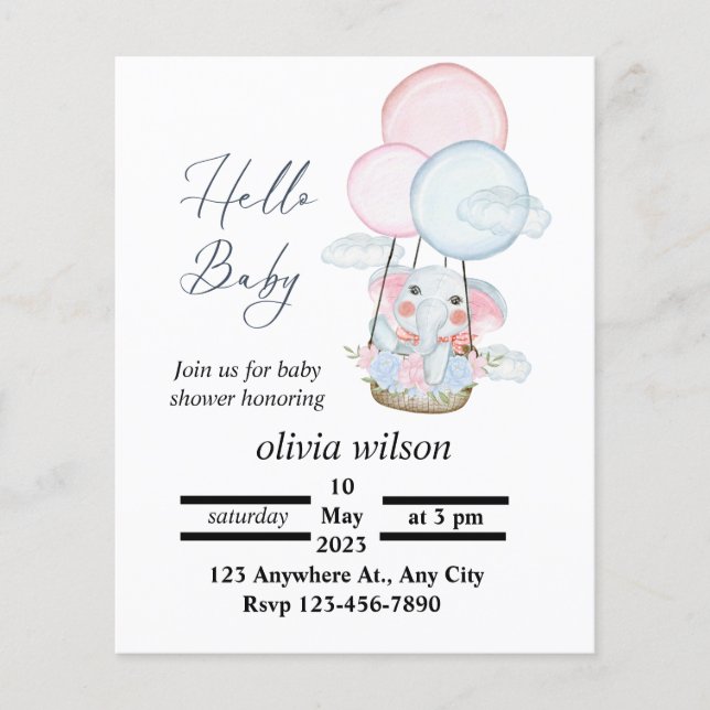 Baby shower animal minimal blanc Invitation libre (Devant)