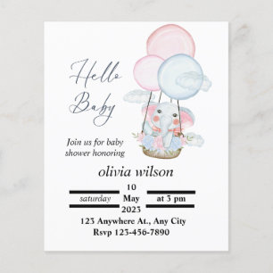 Baby shower animal minimal blanc Invitation libre
