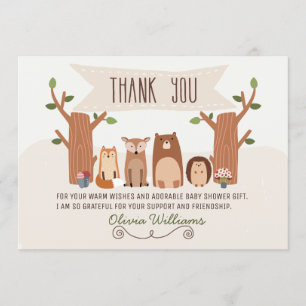 baby shower Animaux de bois Carte de remerciements