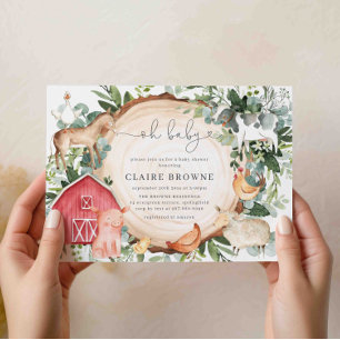 Baby shower Animaux de ferme Invitation