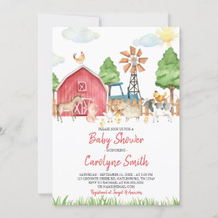 Baby shower Animaux de ferme Invitation