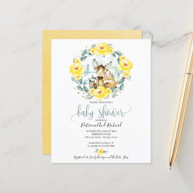 Baby Shower Animaux de la Forêt Économique (Devant/Arrière en situation)