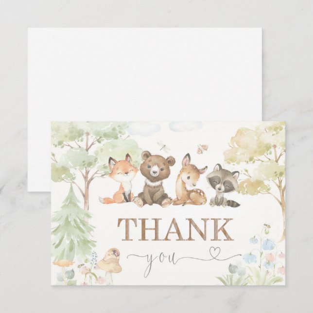 Baby Shower Animaux de la Forêt Merci (Devant / Derrière)