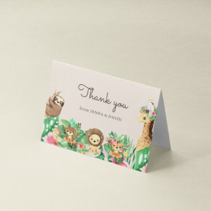Baby shower Animaux Safari mignons Carte de remerc