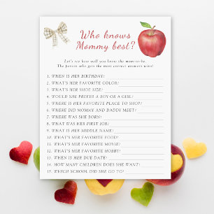 Baby shower Apple Qui connaît maman meilleur jeu
