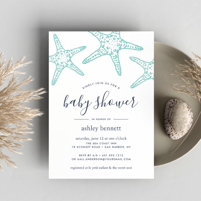Baby shower Aqua Starfish Invitation (Créateur téléchargé)