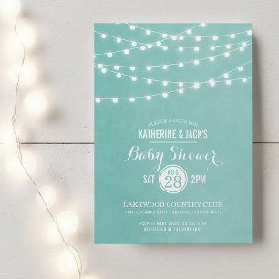 Baby shower Aqua String Lights Invitation