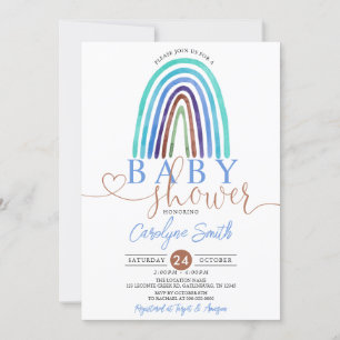 Baby shower arc-en-ciel bleu Boho Invitation