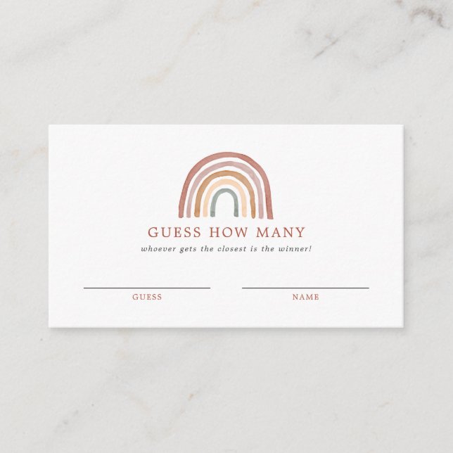 Baby shower arc-en-ciel devine combien de cartes (Devant)