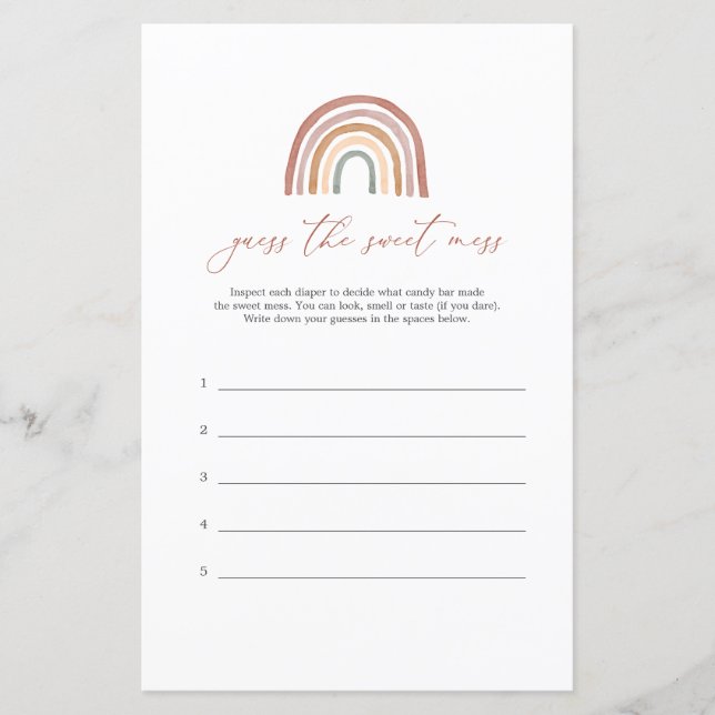 Baby shower Arc En Ciel Devinez Le Bébé Sweet Mess (Devant)