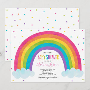 Baby shower arc-en-ciel Invitation lumineux Rainbo