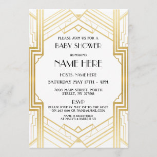 Baby shower Art déco années 1920 Invitation de la 