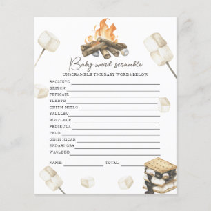 Baby shower au feu de camp - Mots mêlés pour bébé