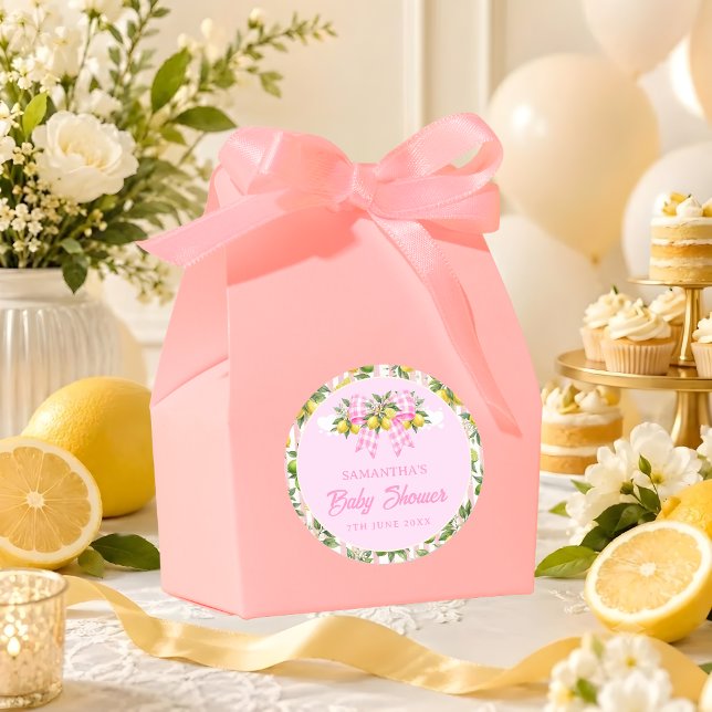 Baby Shower Autocollant Rond Classique Ruban Gingh (Créateur téléchargé)