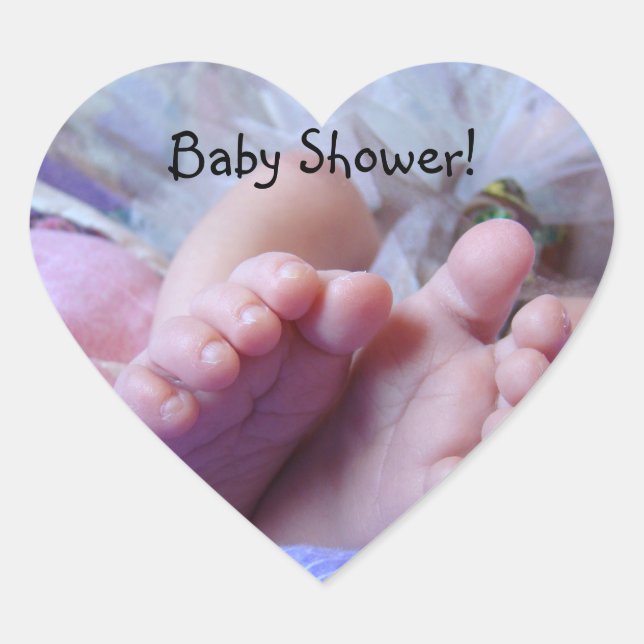 Baby shower autocollants en forme de coeur scellés (Devant)