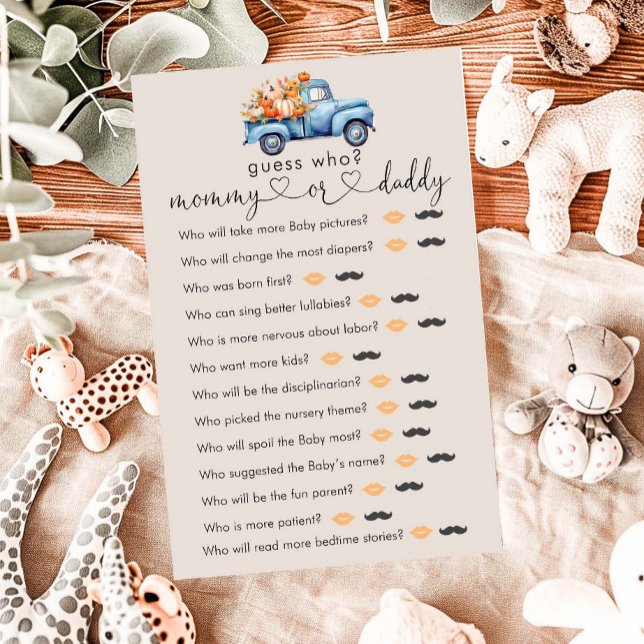 Baby shower Automne Citrouille Camion "Devinez Qui (Créateur téléchargé)