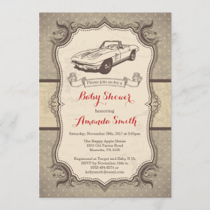Baby shower automobile Invitation Vintage Retro