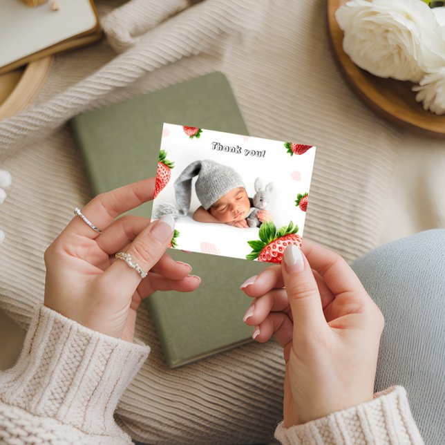 Baby shower aux fraises - Carte de remerciements (Créateur téléchargé)