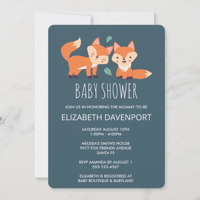 Baby shower aux renards orange (Devant)