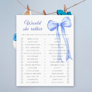 Baby-shower avec un nœud bleu Elle préfèrerait jeu