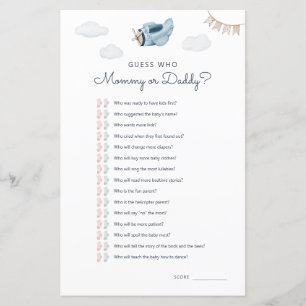 Baby shower Avion Aventure Devinez Qui Joue