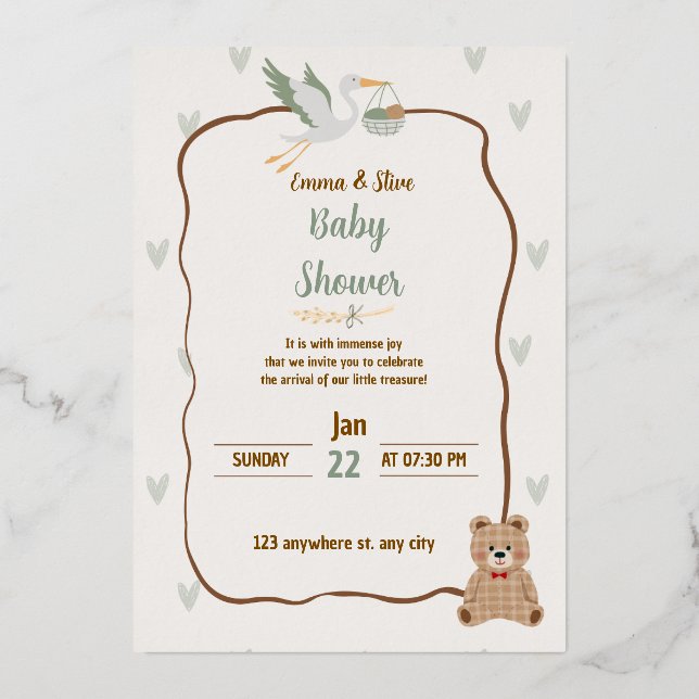 Baby shower - baby boy or gris Invitation (Recto)