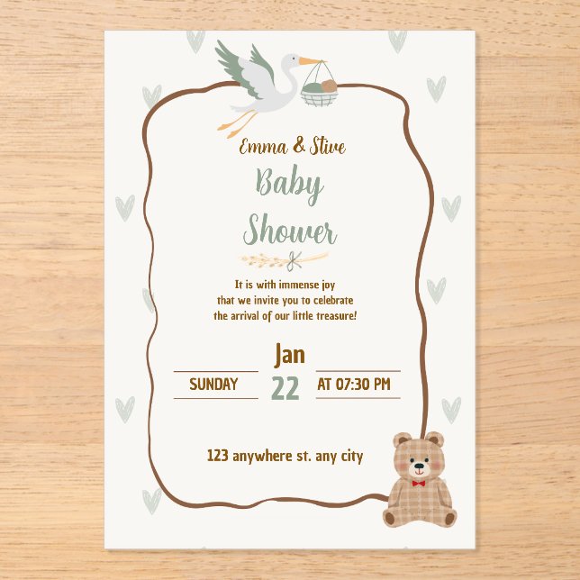 Baby shower - baby boy or gris Invitation (Recto)