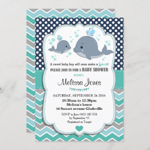Baby shower baleine Invitation personnalisée Baby