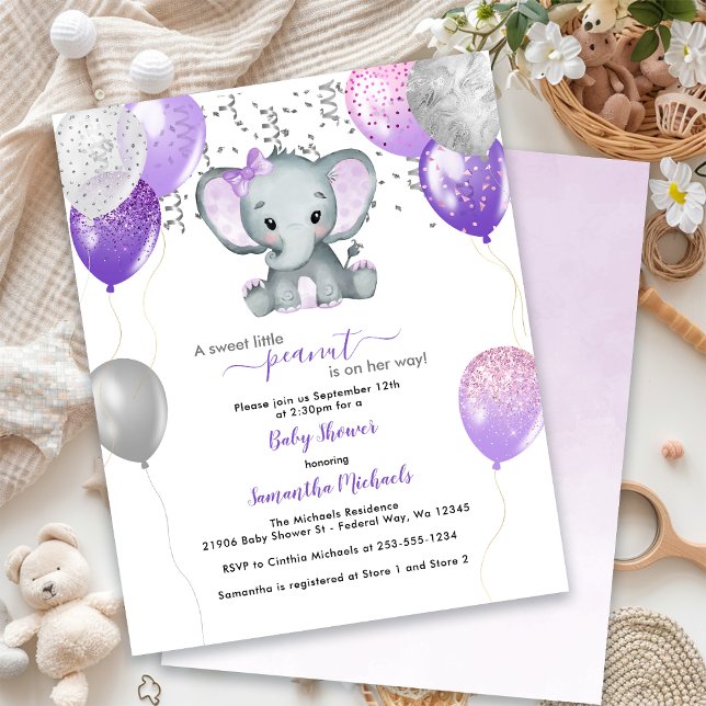 BABY SHOWER Ballons Eléphants Bleus BUDGET (BUDGET Cute Elephant Girl Balloons Baby Shower)