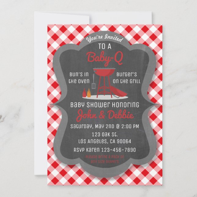 Baby shower Barbecue Invitation - Baby-Q Party (Devant)