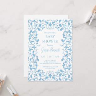 Baby shower baroque bleu Invitation
