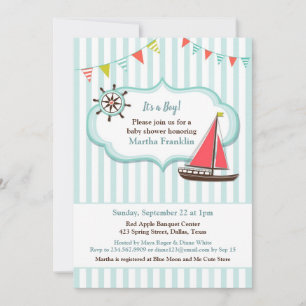 Baby shower Bateau à voile Boy Invitation