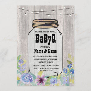 Baby shower BBBQ BaByQ Jar StringLights Invitation