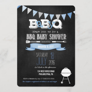 Baby shower BBBQ Bleu Invitation