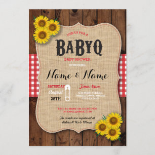 Baby shower BBQ BaByQ Invitation de tournesol roug