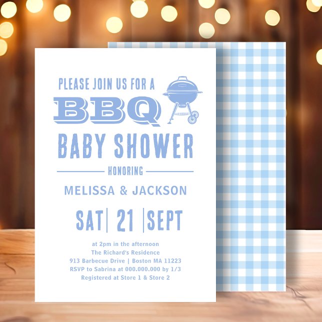 Baby shower BBQ Bleu Invitation (Créateur téléchargé)