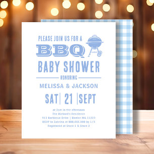 Baby shower BBQ Bleu Invitation budgétaire