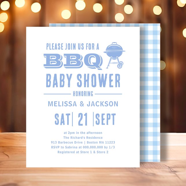 Baby shower BBQ Bleu Invitation budgétaire (Créateur téléchargé)