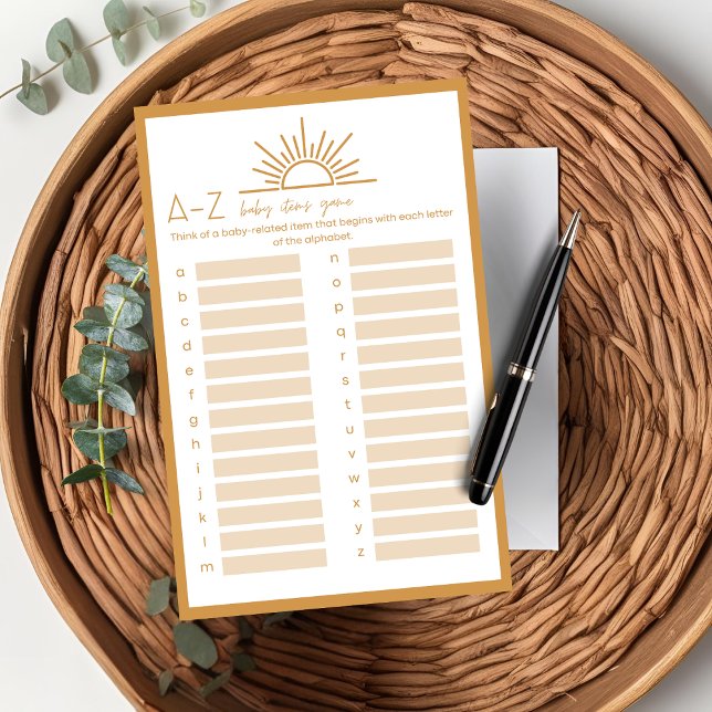 Baby shower bébé A-Z jeu Sunshine Boho (Créateur téléchargé)