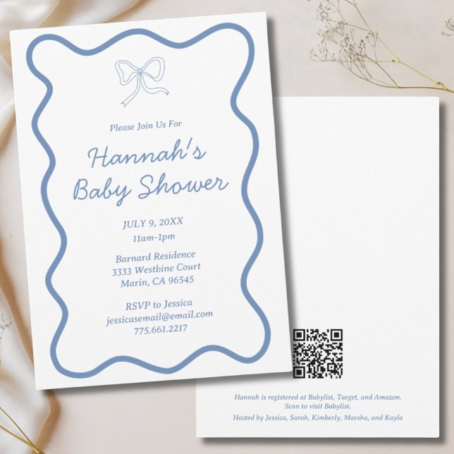 Baby shower bébé bleu Dusty moderne Invitation (Modern Dusty Blue Baby Boy Baby Shower Invitation)