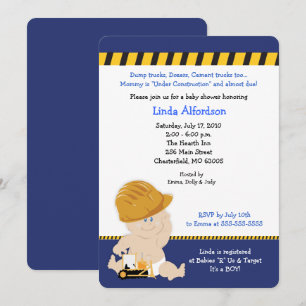 Baby shower  bébé de construction Invitation