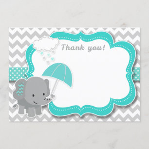 Baby shower bébé éléphant garçon Carte de remercie