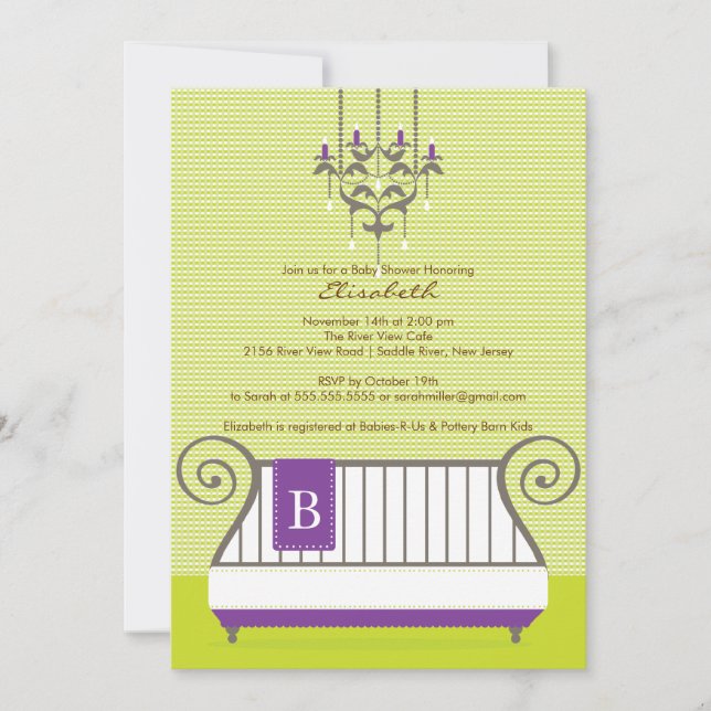 Baby shower bébé enfant Invitation chic fille viol (Devant)