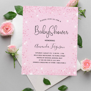Baby shower bébé fille rose vif invitation budget