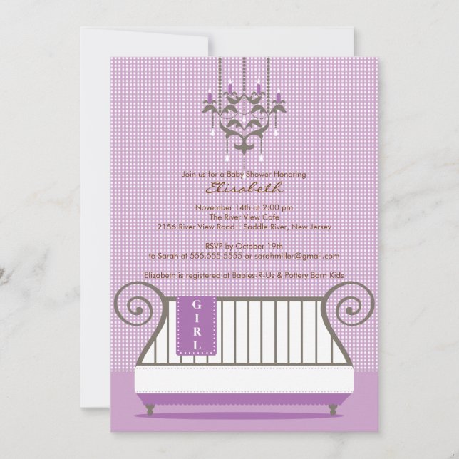 Baby shower bébé Invitation Chic Girl Purple (Devant)